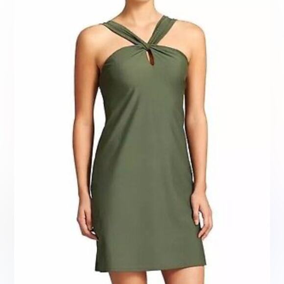 Athleta NWTs Kiki Swim Beach Dress size LP Large Petite Olive Green - Picture 1 of 8